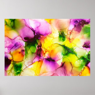 Poster Parte da pintura a álcool, macro foto, abstrato