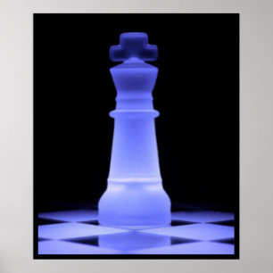 Poster Parte de incandescência azul do rei xadrez