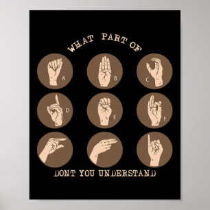 Poster Parte de Não compreende Asl Sign Language Dea