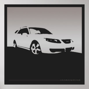 Póster Parte dianteira Aero de Saab 9-5 - cinza no fundo