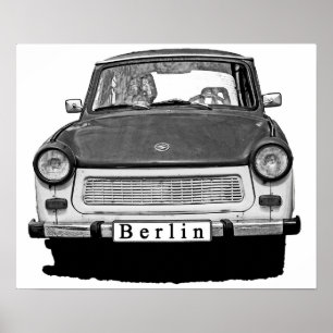 Poster Parte dianteira do carro de Trabant, preto e