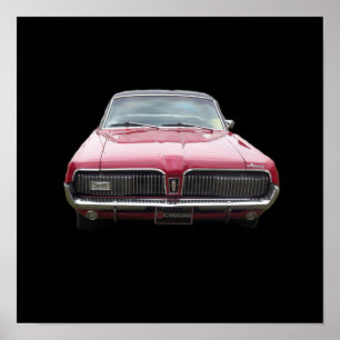 Póster Parte frontal clássica velha do vermelho do puma