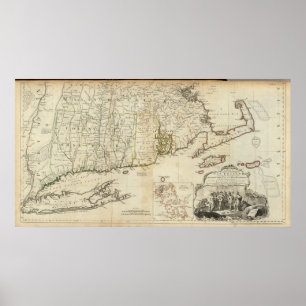 Poster Parte sul das províncias da baía de Massachusett