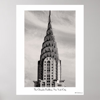 Póster Parte superior do edifício Chrysler NYC - B&W