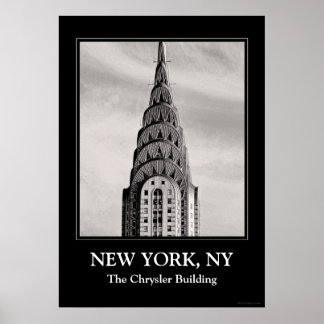 Póster Parte superior do edifício Chrysler NYC - B&W