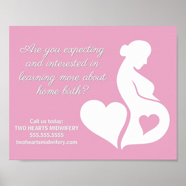 Poster Parteira Doula BeauLinda Gravidez de Pink (Frente)
