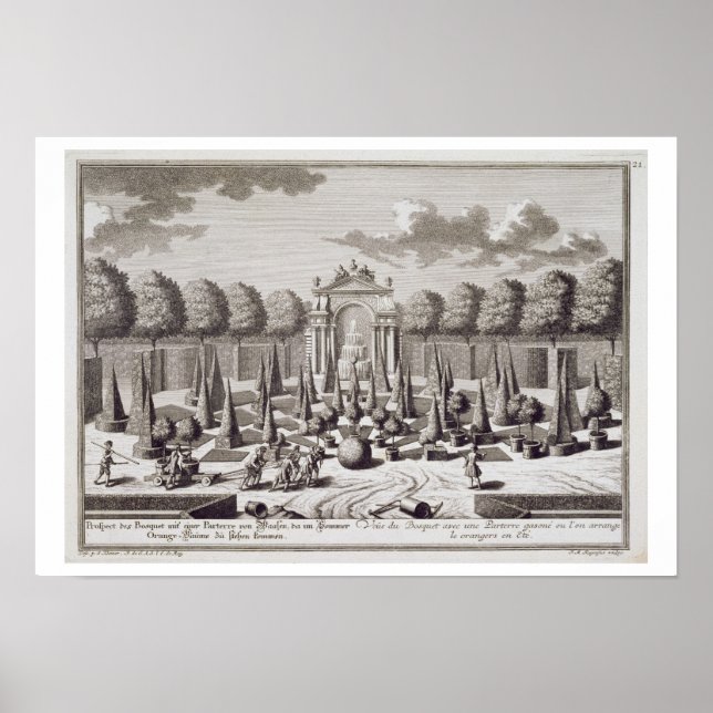 Póster Parterre com laranjeiras no jardim do (Frente)