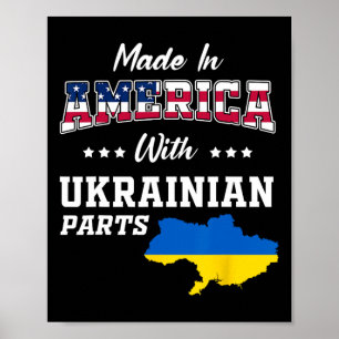 Poster Partes Americanas Ucranianas Mapa da Ucrânia Bande