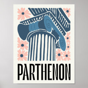 Poster Parthenon Athens Grécia viagem abstrato floral art