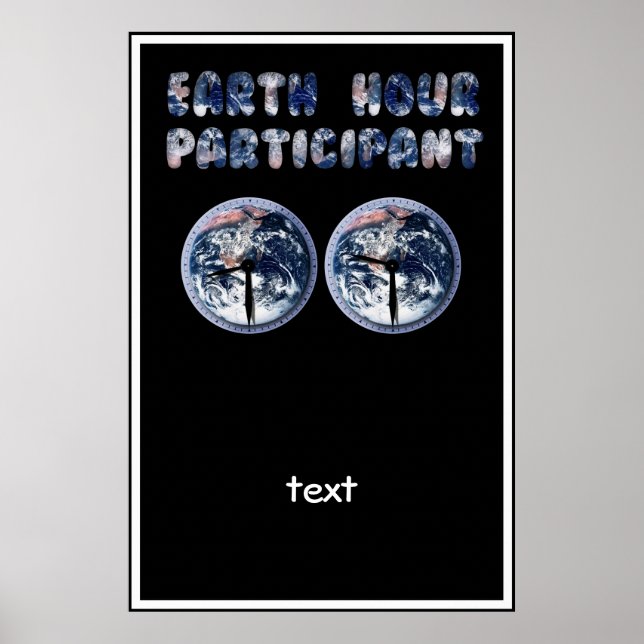Poster Participante da Hora da Terra (com Relógios) (Frente)