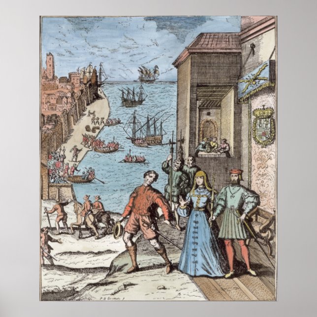 Poster Partida de Columbus com Ferdinand e (Frente)