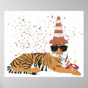 Poster Partida de Tigre - Animais com festa