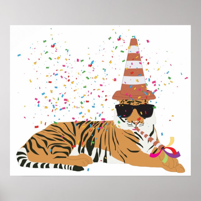 Poster Partida de Tigre - Animais com festa (Frente)