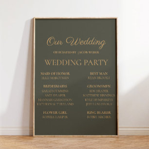 Poster Partido Bridal do Casamento Verde-Oliva