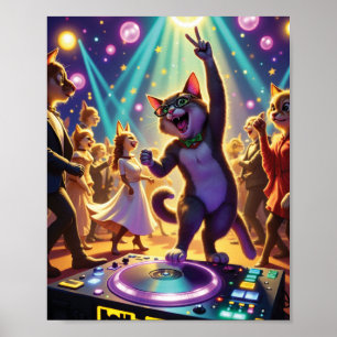 Poster Partido Cat DJ Liderando o Piso de Dança Mais Avan