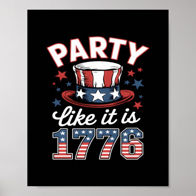 Poster Partido como se fosse 1776 4 de julho Independênci (Frente)