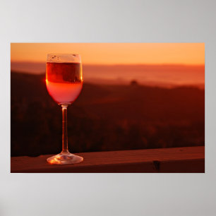 Poster Partido da degustação de vinhos do por do sol
