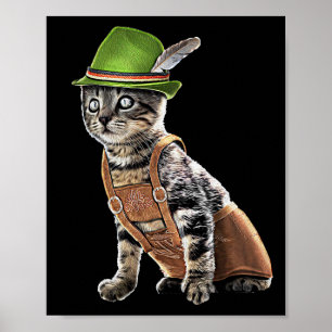 Poster Partido de outubro Cat Bavarian Lederhosen Costume
