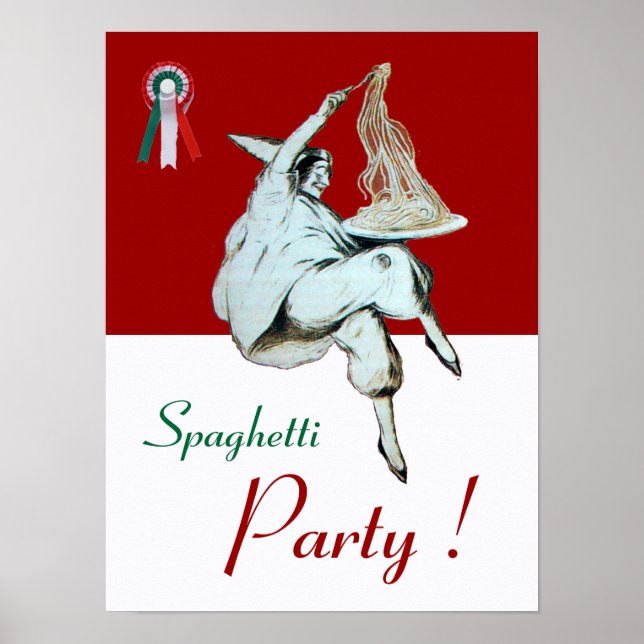 Póster PARTIDO ESPAGHETTI, ITALIANA KITCHEN, vermelho-ver (Frente)
