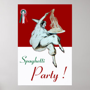 Póster PARTIDO ESPAGHETTI, ITALIANA KITCHEN, vermelho-ver