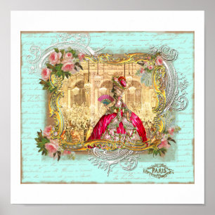 Póster Partido Maria Antonieta em Versalhes em Aqua