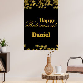 Poster Partido Moderno Elegante Dourado Floral