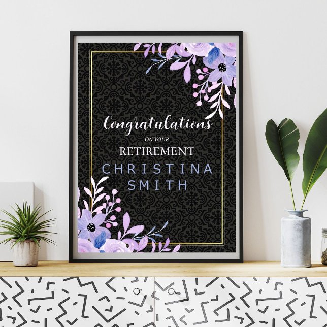 Poster Partido Moderno Floral do Pastel Watercolor (Modern Floral Pastel Watercolor Retirement Party)