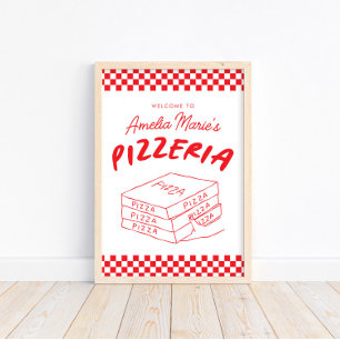 Poster Partido Moderno Retro Vermelho Italiano Pizzeria P