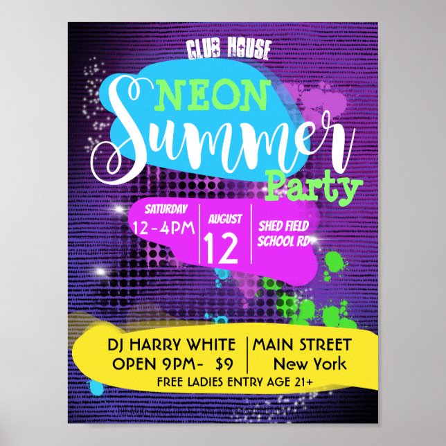 POSTER PARTIDO NEON SUMMER (Frente)