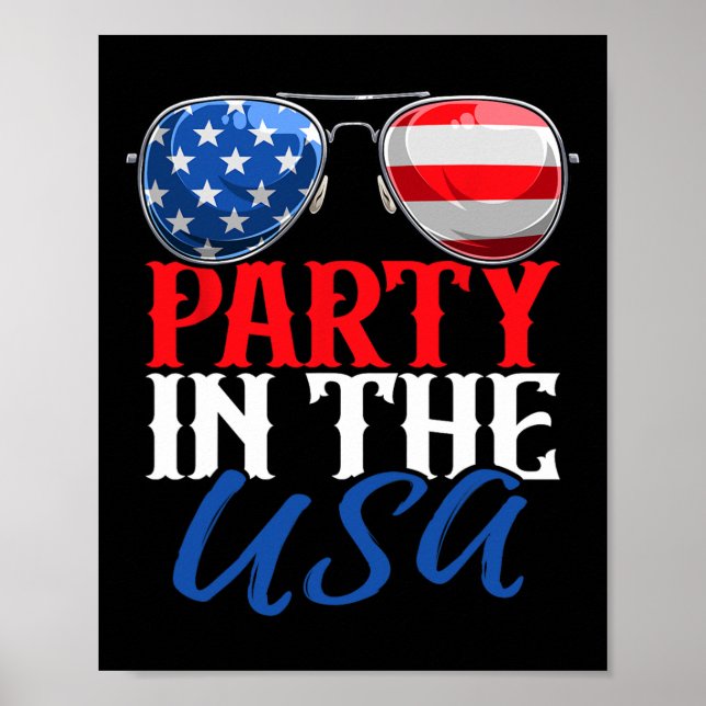 Poster Partido Nos Eua Funny 4 De Julho Bandeira American (Frente)
