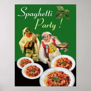 Póster PARTIDO SPAGHETTI Chef italiano e Pulcinella Green