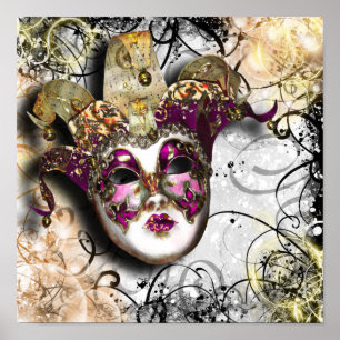 Póster Partido venetian do carnaval da máscara do