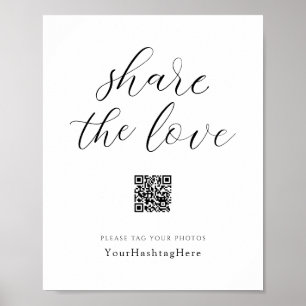 Poster Partilhar o Amor   Hashtag de casamento Elegante