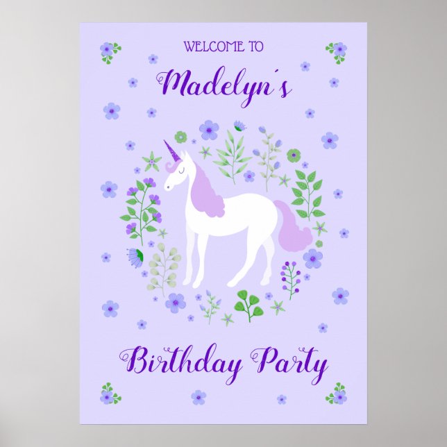 Poster Parto Roxo do Unicorn Faux Purple Glitday (Frente)