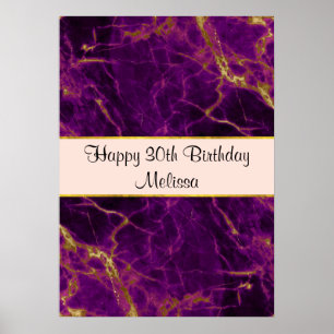 Poster Parto Roxo Moderno e Dourado Abstrato Marble Anive