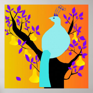 Poster Partucho De Poeta Em Uma Árvore Preta De Pera
