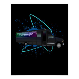 Póster Party Bus Time Nightlife Colorful Wall Art