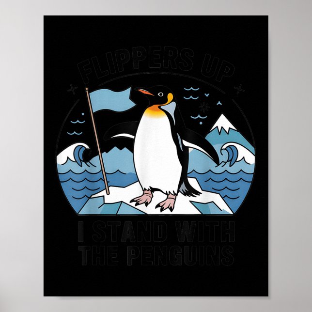 Poster Pás Para Cima Eu Pego Pinguins Engraçados Pingui (Frente)