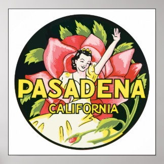 Poster Pasadena California, Vintage