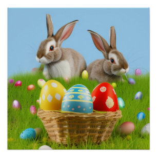 Póster Páscoa bonita Bunnypara um humor positivo