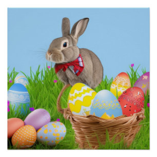 Póster Páscoa bonita Bunnypara um humor positivo