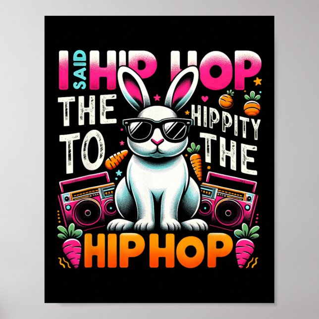 Poster Páscoa Coelhinha Hip Hop Hippity Engraçadas Mulher (Frente)