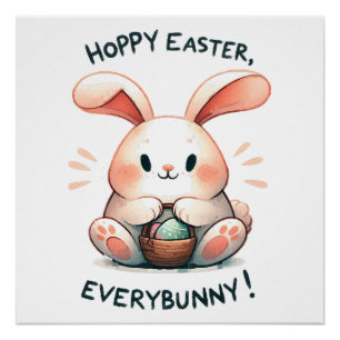 Póster Páscoa de coelhinho da Páscoa, todo cobarde!