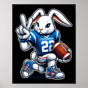 Poster Páscoa Dia Coelhinho Jogando Futebol Meninas Crian
