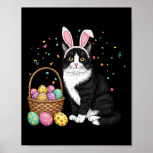 Poster Páscoa Dia Gato Coelhinho Ovos Gráfico Homens Mulh