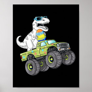 Poster Páscoa Dia T Rex Dino Dirigindo Um Monster Truck B