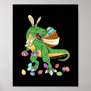 Poster Páscoa do Dinossauro Feliz T rex Dino Lover Baske