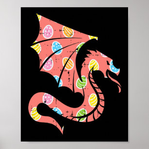Poster Páscoa Dragão Ovos Caçando Mulheres Meninas Crianç