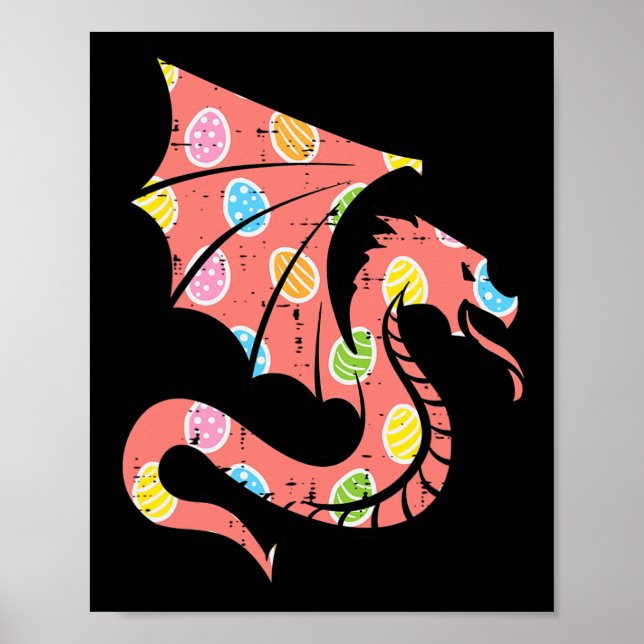 Poster Páscoa Dragão Ovos Caçando Mulheres Meninas Crianç (Frente)
