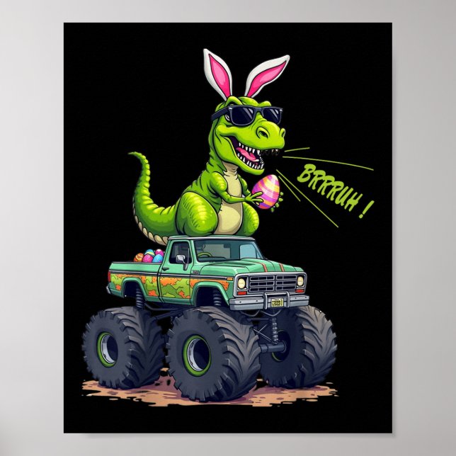 Poster Páscoa Engraçada Dinossauro Bruh - T-rex Caça de O (Frente)